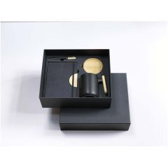 Laura A5 hard cover notebook and ballpoint pen gift set (black ink)