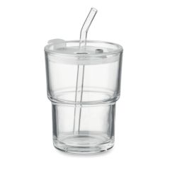 SIP Glass tumbler with straw 400ml