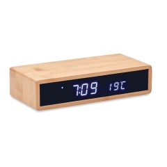MORO Bamboo Alarm Clock With Wireless Phone Charger