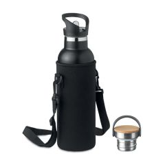 TIKSI Insulated Metal Bottle With Neoprene Carrying Pouch