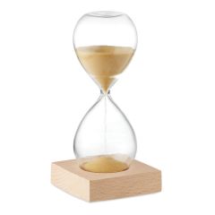 Glass 5 Minute Sand Timer On Wooden Base DESERT
