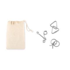 THREENATS Metal Brain Teaser Game In Cotton Pouch