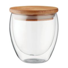 TIRANA SMALL Insulated Borosilicate Glass Cup With Bamboo Lid