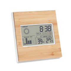TURKU Bamboo Desk Weather Station And Clock