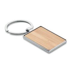 BENDIGO Bamboo And Metal Keyring Rectangle