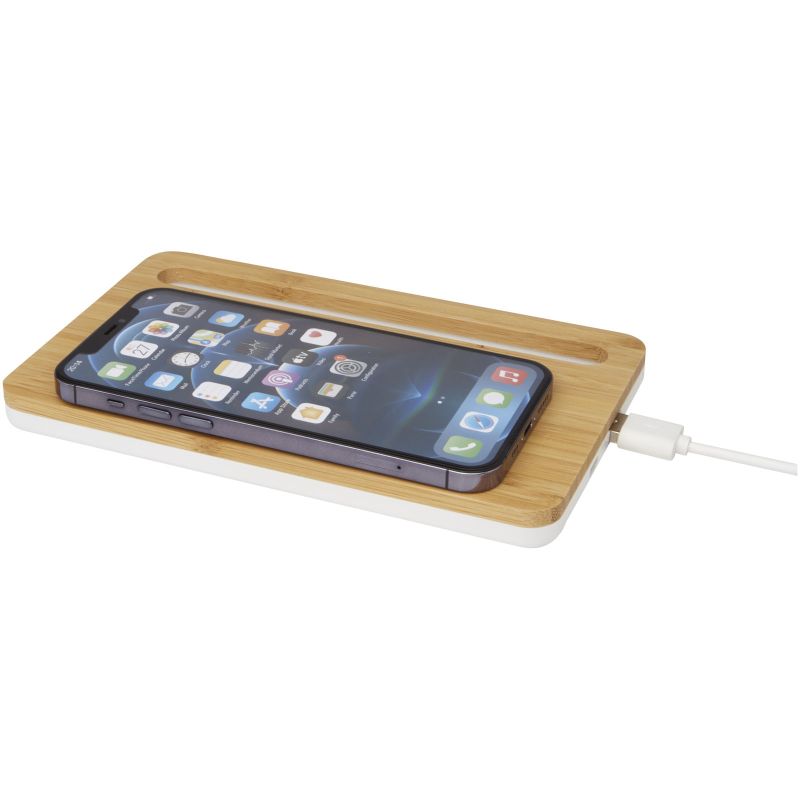 Medake Bamboo Wireless Charger and Phone Stand Printed Medake Bamboo Wireless Charger Phone Stand Branded Eco Phone Charger Bounce Creative